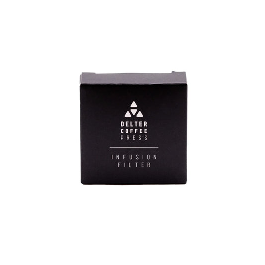 Delter Coffee Press Infusion Filter black box packaging on white background