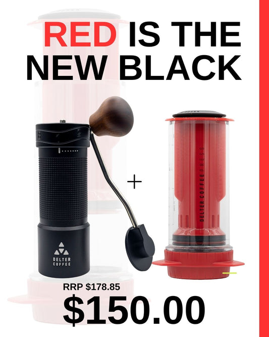 Delter Press Red + Hand Grinder Combo